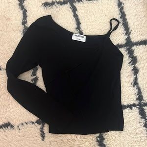 LNA One-Shoulder Black Longsleeve